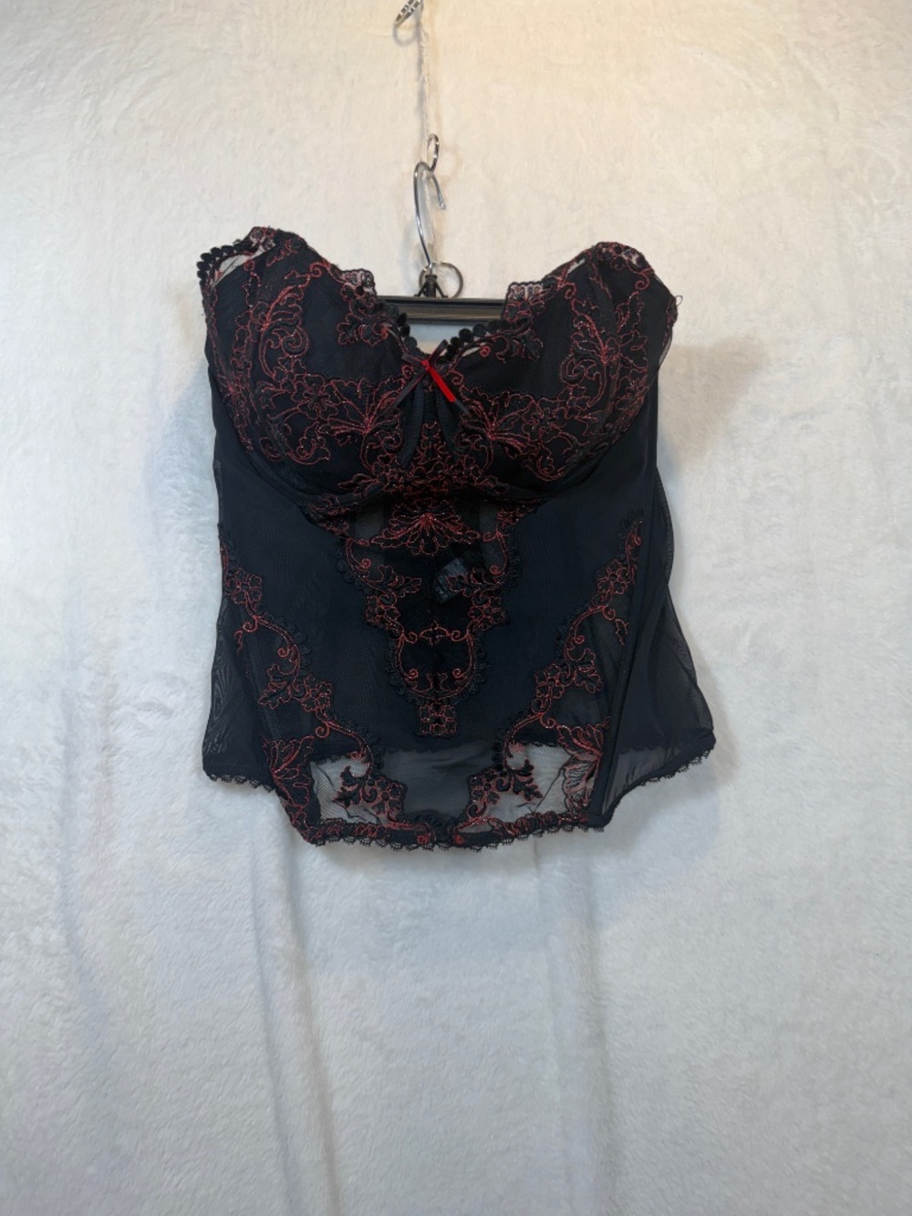 Autograph Corset Womens Size 34D Black Red Lace Goth Coquette Costume - Picture 2 of 9